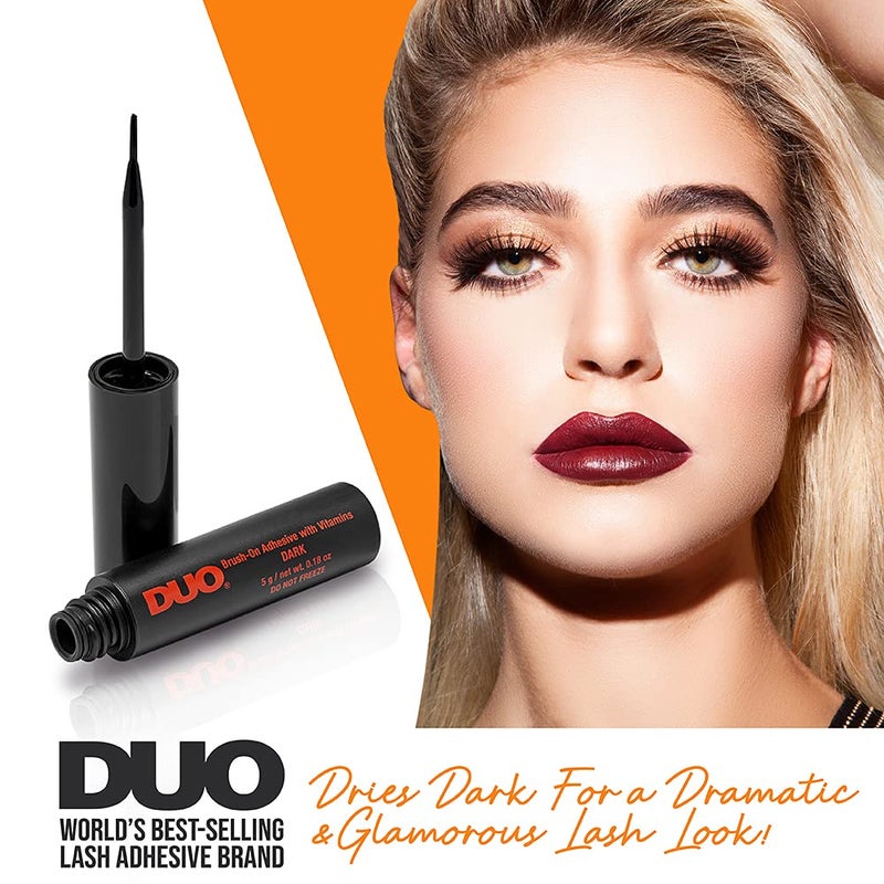 DUO غراء رموش دو بروس أون - غراء رموش شريط بلون داكن مع فرشاة دقيقة لتطبيق رموش الشريط والرموش الصناعية، 0.18 أونصة، عبوتين - Image 3